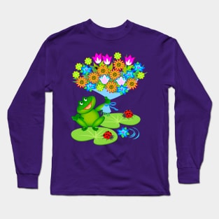 Frog with bouquet of flowers Long Sleeve T-Shirt